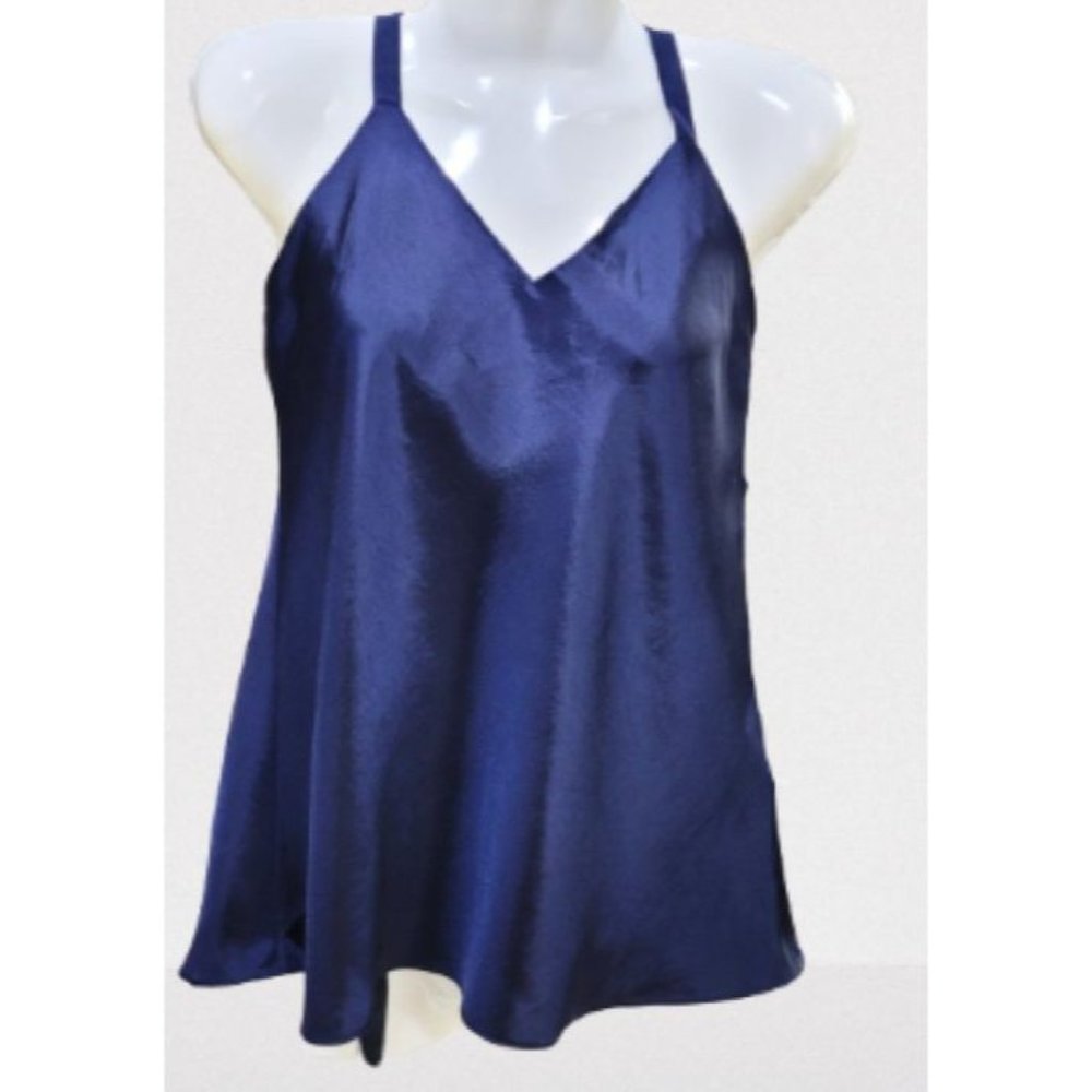 TiBi Women Basic Cami Top Sz 6 Sleeveless Tank V-Neck Backless Satin Strappy